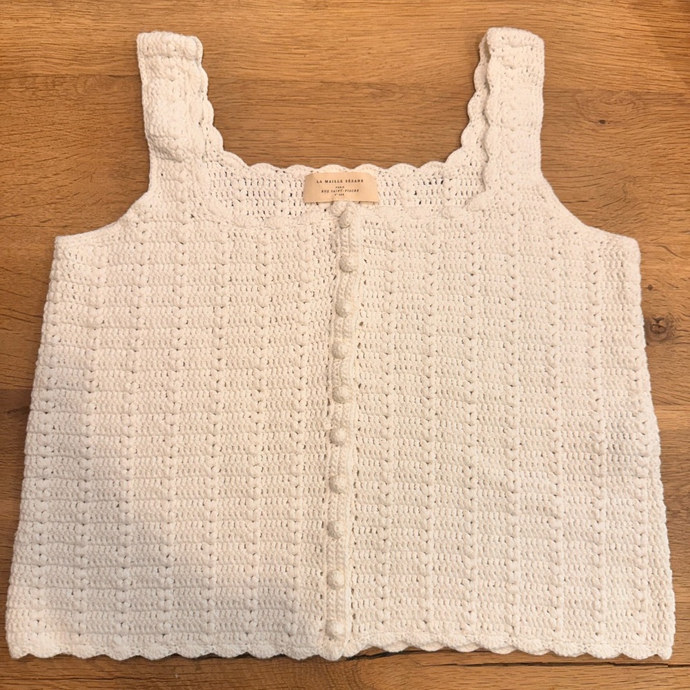 Sezane White knitted top